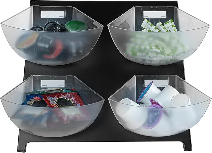 Restaurantware-Met Lux 15.5 x 10 x 10.5 Inch Coffee Accessory Caddy, 1 Premium Coffee And Condiment Organizer - 4 Removable Compartments, Black Steel Breakroom Organizer - Image 7