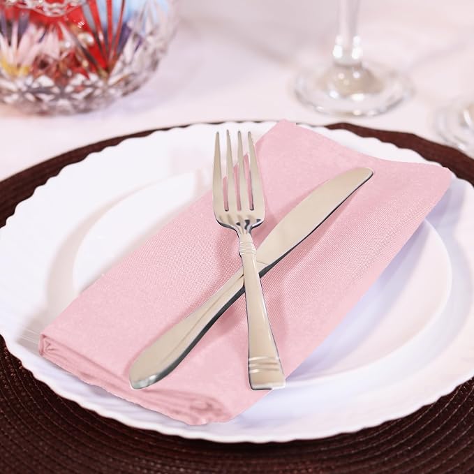 Utopia Home [12 Pack, Pink] Cloth Napkins 20x20 Inches, 100% Polyester | Hemmed Edges, Washable and Reusable Ideal for Parties, Weddings and Dinners - Image 6