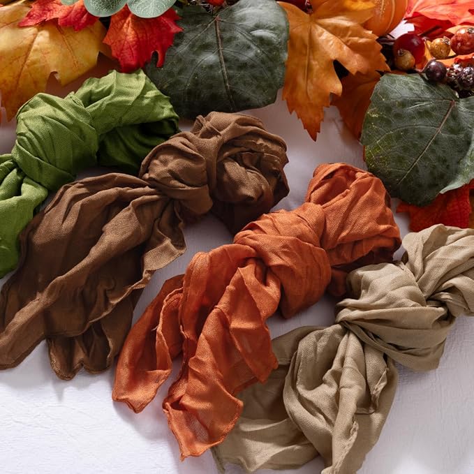 DeZerlor Thanksgiving Fall Cheese Cloth Napkins Set of 20 for Wedding Party | Reusable Cloth Napkins Bulk, for Thanksgiving Day Bridal Baby Shower Birthday Decor, 21x21 Inches - Image 3