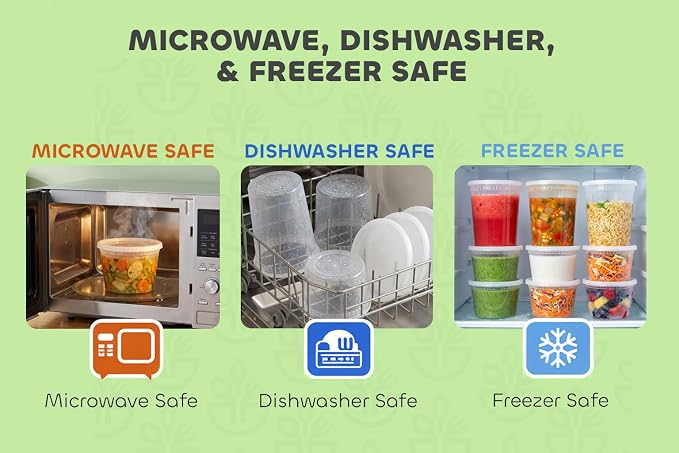 144 Sets Plastic Deli Containers with Lids - 16oz Pint & 32oz Quart | Leak Proof, Microwaveable, Dishwasher & Freezer Safe - Plastic Food Storage, Meal Prep, Restaurant & Soup Containers - Image 5