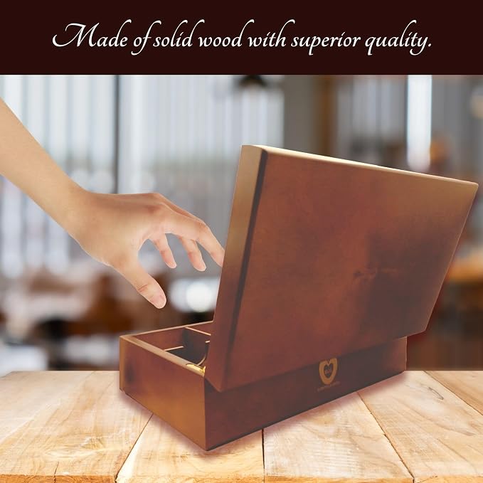 BJOYFUL&LOVED Wooden Tea Box, 8-Compartment Tea Organizer, Walnut Color | Removable Dividers Customize Storage for Tea Bags, Sugar Packets, Coffee Capsules, Jewelry, Watches and Small Accessories - Image 2