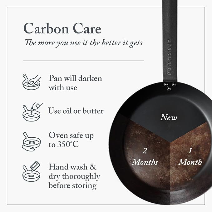 Merten & Storck Pre-Seasoned Carbon Steel 8” Frying Pan Skillet,Use on Induction,Stove and Grill,Durable,Even-Heating,for Searing,Grilling,Oven Use,and Campfire,Indoor/Outdoor,(Pack of 6) - Image 11