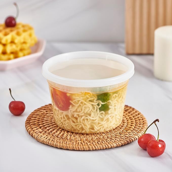 [240 Set - 16 oz.] Plastic Deli Food Storage Containers With Lids, Disposable togo containers for soup, Meal Prep, Slime | BPA Free | Stackable | Leakproof | Microwave | Dishwasher | Freezer Safe - Image 4