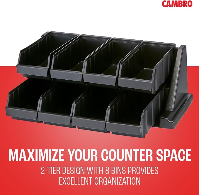 Cambro Versa Self Serve Condiment Bin - 8 Storage Bins - Ideal for Food and Coffee Condiments (Black) - Image 4