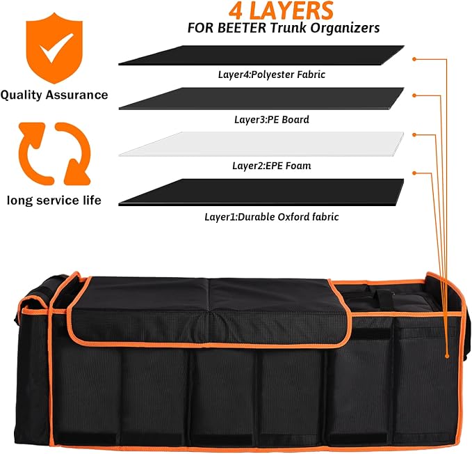 Large Trunk Organizer with Cooler, 3 Compartments SUV Cargo Organizer, Portable Trunk Organizer for suv,car,truck,rv,jeep(black) - Image 7