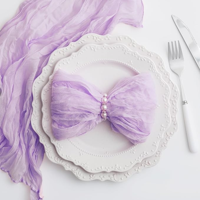 100 Pack Lilac Cloth Napkins 21x21 Inches Lilac Cheesecloth Napkins Set of 100 Washable Dinner Table Napkins for Wedding Bridal Baby Shower Rustic Boho Cotton Gauze Family Gathering Table Decor - Image 4