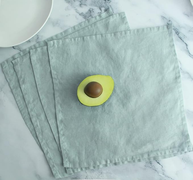 100% Linen Dinner Napkins 15x15 Inch,Soft and Durable Natural French Flax Cloth Napkins,Stone Washed Set of 4(Sky Blue) - Image 8