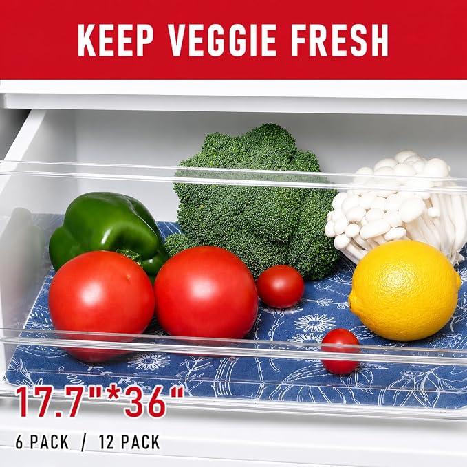 Cooyes 6 Pack Refrigerator Shelf Liners for French Door Fridge, 17.7" × 36" Extra Large, Non-Slip Fridge Mats Machine Washable, Refrigerator Drawer Liner for Glass Shelves Kitchen Cabinet - Image 8