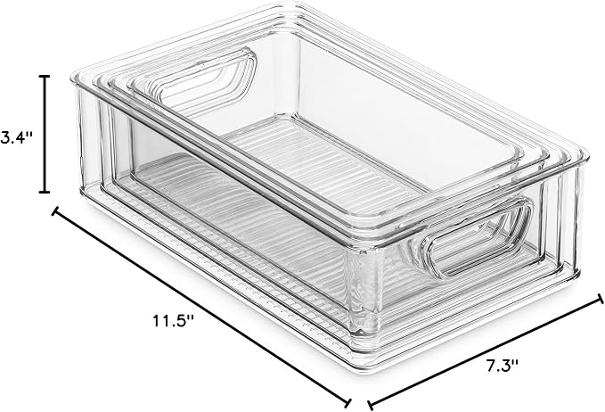Set Of 16 Refrigerator Organizer Bins - Plastic Pantry Organization and Storage Baskets - Stackable Food Fridge Organizers with Cutout Handles for Freezer, Kitchen, Countertops, Cabinets - Image 7