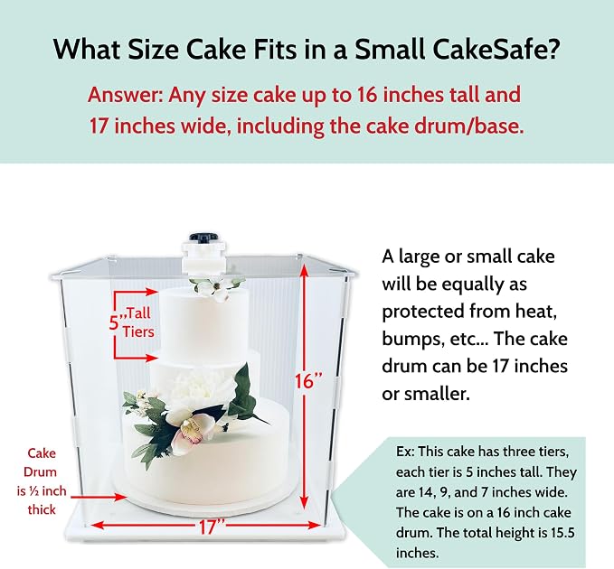 CAKESAFE Reusable Small Cake Transporter, Clear Plastic Cake Carrier (17" W x 16" H) - Image 2