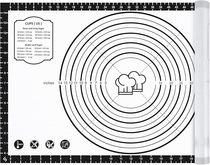 DANIA & DEAN 26"x16" Large Durable Silicone Baking Mat for Pastry and Bread | Non-Slip & Non-Stick Mat with Measurements, for Pizza, Pie Crust, Dough Rolling, Pasta & Sourdough, Reusable Counter Sheet by DANIADEAN