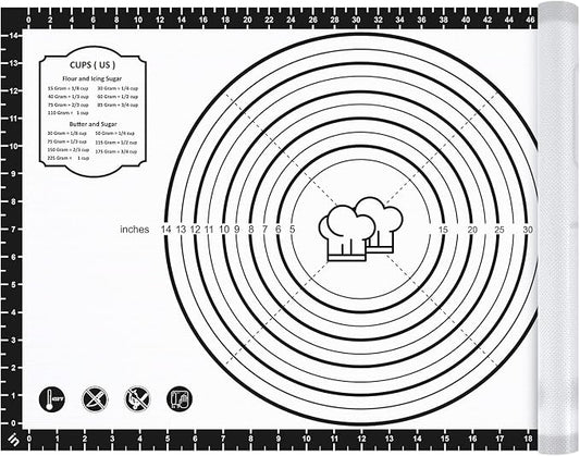 DANIA & DEAN 26"x16" Large Durable Silicone Baking Mat for Pastry and Bread | Non-Slip & Non-Stick Mat with Measurements, for Pizza, Pie Crust, Dough Rolling, Pasta & Sourdough, Reusable Counter Sheet by DANIADEAN