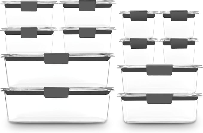 Rubbermaid Brilliance Storage 24-Piece Plastic Lids, Leak Proof Food Container & Leak-Proof Brilliance Food Storage 12-Piece Plastic Containers with Lids, Clear - Image 3