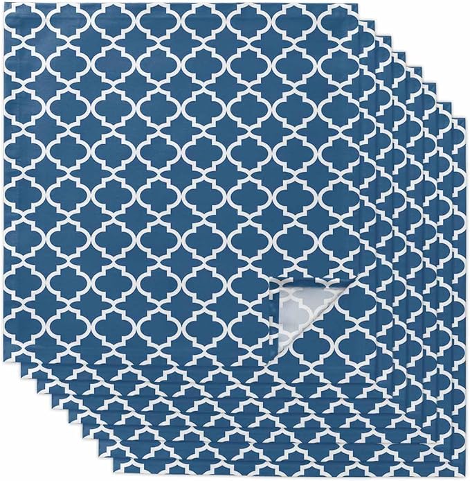 Cloth Napkins Set of 8-20x20 Inches, Blue Moroccon Washable Reusable Table Napkins, Middle Century Minimalist Rustic Geometric Soft & Absortbent Dining Napkin for Party Wedding Hotel Restaurant by Unknown