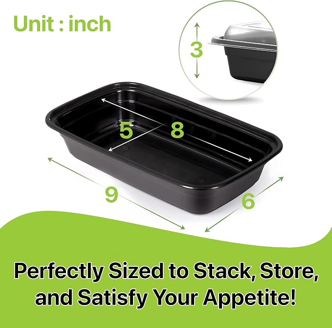 Meal Prep Containers [10 Set] 32 oz with Lids, 1 compartment, Stackable, Reusable, Leakproof, Food Safe, Microwave, Freezer & Dishwasher Safe for Food Prep Storage Bento Box (10 Set, 32 oz) - Image 2