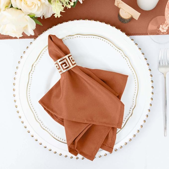 Efavormart Premium Cloth Napkins Set of 5, 17x17 Inch Terracotta Seamless Dinner Napkins, Washable Linen Table Napkin Cloth with Hemmed Edges for Weddings, Party and Banquet - Image 6