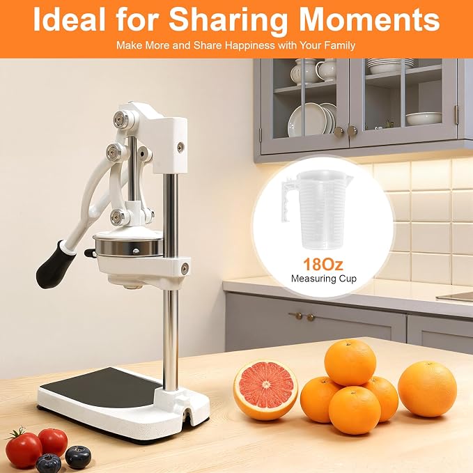 Manual Juicer, Commercial Stainless Steel Hand Press Citrus Juicer with Double Press Heads, Heavy Duty Orange Lemon Squeezer for Fresh Orange Lemon Pomegranate Watermelon, Silver - Image 4