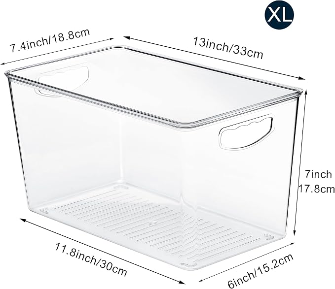 theaoo XLarge Clear Storage Bins with Lids, Stackable Containers, 8 Pack | Pantry Organization And Storage For Kitchen, Fridge, Garage And Cabinets. Clear Design Keeps Items Organized - Image 2