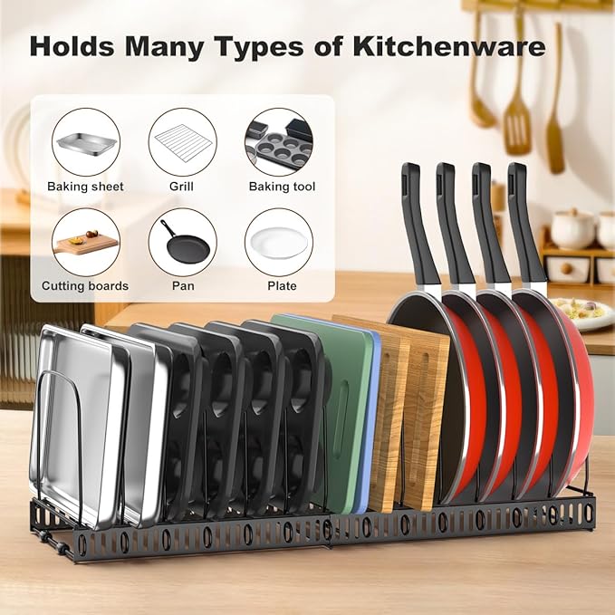 Housolution 2 Pack Cutting Board and Baking Tray Cookie Sheet Organizer | 12"-23" Expandable, 14 Adjustable Dividers, Sturdy Metal Construction, Easy Assembly - Image 2