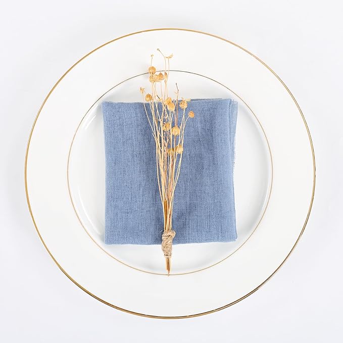 Dusty Blue Cheesecloth Napkins - Bulk Set of 100, 20x20 Inch Washable and Reusable Boho Cotton Gauze Cloth Napkins for Weddings, Bridal Girl Baby Shower, Party and Banquet - Image 3