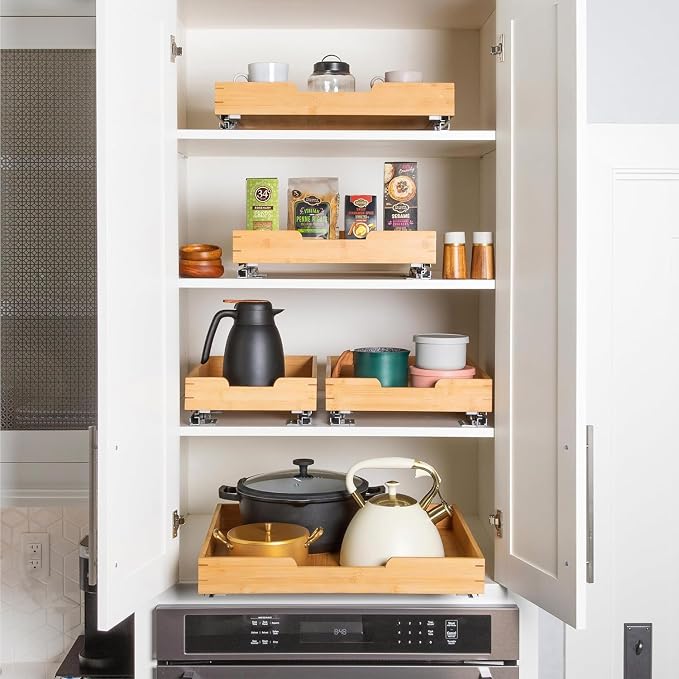 HOLDN’ STORAGE Bamboo Wooden Pull Out Cabinet Organizer 20"W x 21"D | Bamboo Tray and Heavy Gauge Metal Rails, W/Lifetime Limited Warranty, Fits 21.25"W x 21"D Cabinets - Image 8