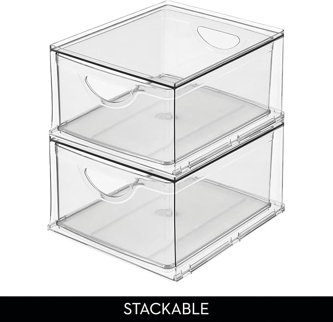 iDesign Stackable Storage Drawer, Set of 4, Clear | For Fridge, Pantry, or Under Sinks, Made in USA - Image 6