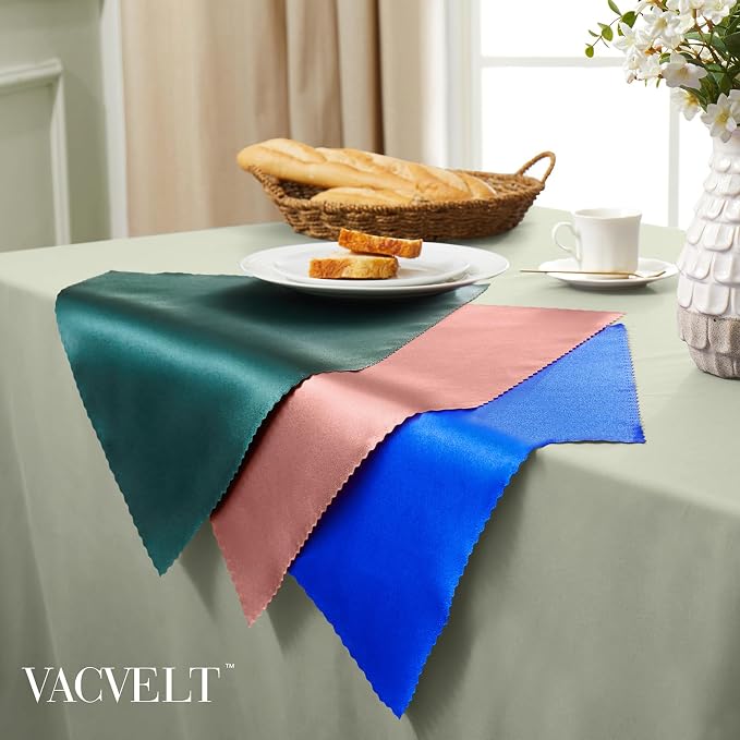 VACVELT 100 Pack Rose Gold Scalloped Satin Napkins 17x17 Inch Wedding | Scalloped Floral Edges With Silky Smooth Finish, Seamless Design, Machine Washable Wrinkle And Fade Resistant - Image 4