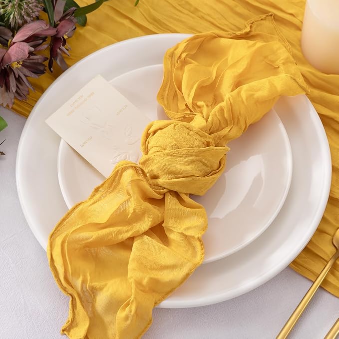 Cheesecloth Napkins Gold Cloth Napkins Table Napkin Bulk,Set of 50 | 21''x21'',Washable Boho Table Gauze Fabric Napkins,for Wedding Baby Bridal Shower Dinner Party Decor - Image 3
