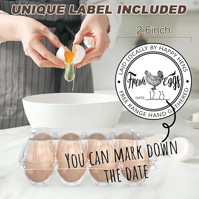 Zhanmai 120 Pcs Easter Plastic Egg Cartons Bulk 12 Count Clear Reusable Large Egg Tray Container Holder with Sticker Labels for Family Chicken Farm Business Market Display - Image 5