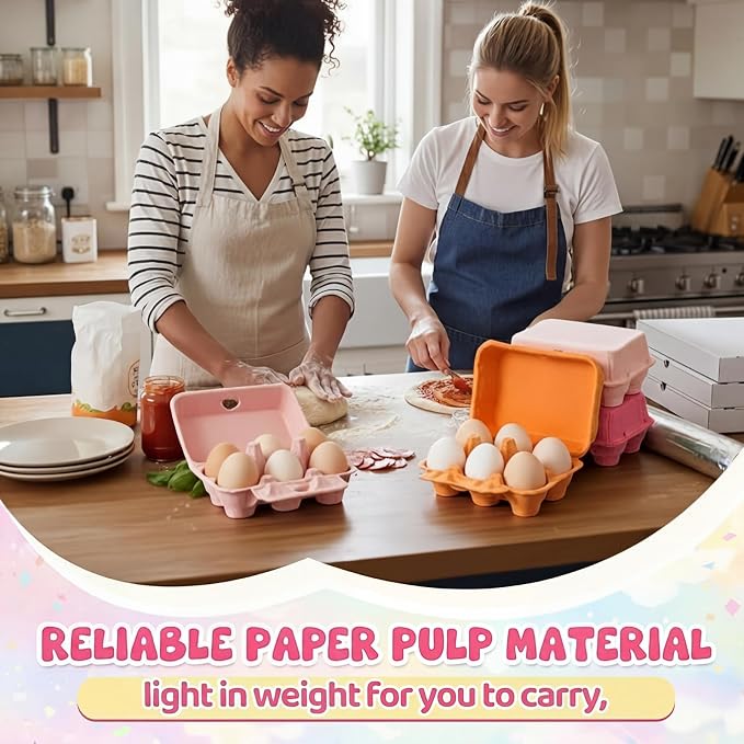 Rtteri 30 Pieces Colored Paper Pulp Egg Cartons 2 x 3 Colorful Style Vintage Blank Egg Cartons for Fresh Duck Quail Storage Kitchen Family Farmhouse - Image 4