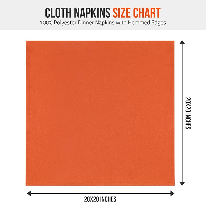 Utopia Home [12 Pack, Orange] Cloth Napkins 20x20 Inches, 100% Polyester | Hemmed Edges, Washable and Reusable Ideal for Parties, Weddings and Dinners - Image 4