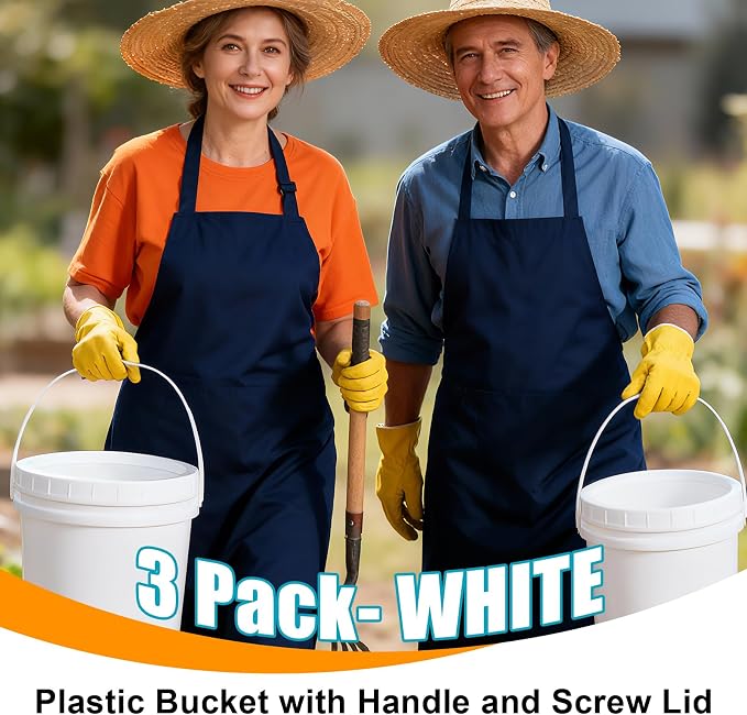 2.6 Gallon Plastic Bucket with Screw Lid 3 Pack - Food Grade Small Storage Bucket for Water, Food, Paint, Cleaning Supplies (BPA-Free, Stackable) - Image 6