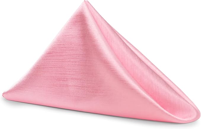 17x17-Inch Shantung Cloth Napkins, Light Pink, Set of 120 | Bulk Case of 10 Dozen, Satin, Square, 100% Polyester Fabric, Reversible, Faux Dupioni Silk Reverse Side, Machine Washable by UltimateTextile