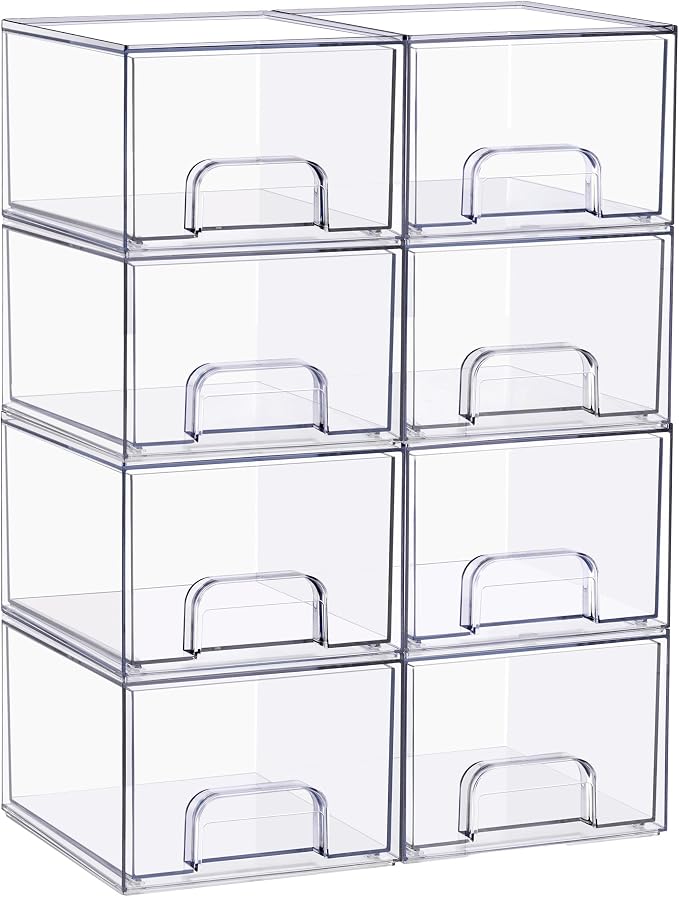 Sorbus Clear Stackable Baby Bottle Organizer Bins – 8 Pack Modular Plastic Storage Containers for Baby Bottles, Nipples, Caps, Pacifiers, Pantry, Kitchen, Cabinet, Nursery & Countertop Organization - Image 7