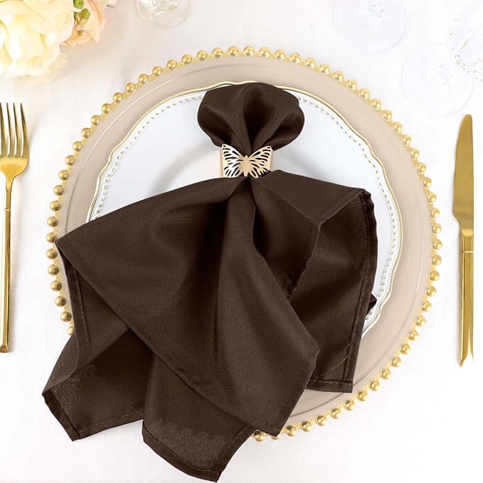 Efavormart Premium Cloth Napkins Set of 5, 20x20 Inch Chocolate Seamless Dinner Napkins, Washable Linen Table Napkin Cloth with Hemmed Edges for Weddings, Party and Banquet by efavormart