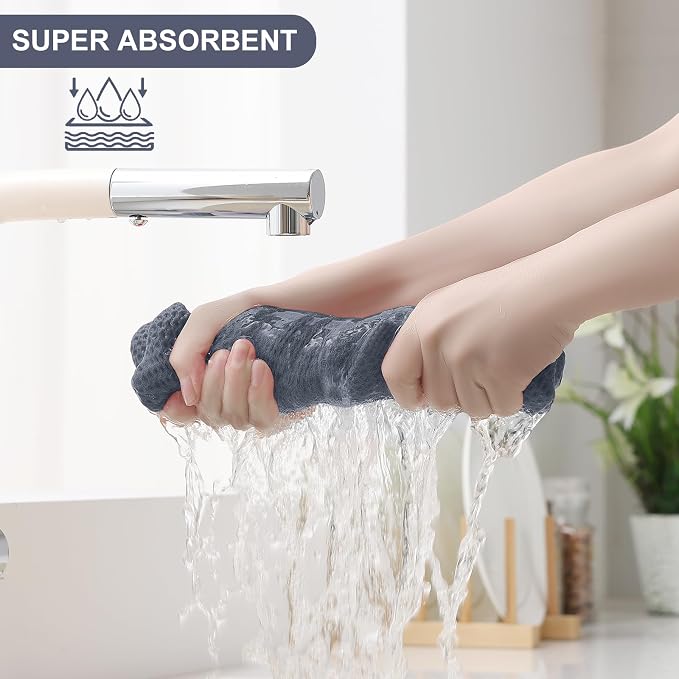 Homaxy 16 Pack 100% Cotton Kitchen Towels and Dishcloths Set, Mixed Color | 12 x 12 Inches and 13 x 28 Inches Kitchen Towels Set, Ultra Soft Absorbent Dish Cloths for Washing Dishes - Image 3
