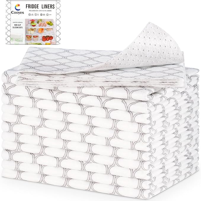 Cooyes Refrigerator Shelf Liners for French Door Fridge, 17.7" × 36" Extra Large, Non-Slip Fridge Liners Machine Washable, Refrigerator Drawer Mats for Glass Shelves Kitchen Cabinet by Cooyes
