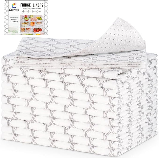 Cooyes Refrigerator Shelf Liners for French Door Fridge, 17.7" × 36" Extra Large, Non-Slip Fridge Liners Machine Washable, Refrigerator Drawer Mats for Glass Shelves Kitchen Cabinet by Cooyes