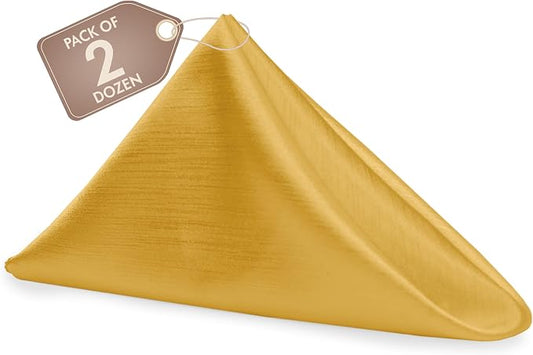 17x17-Inch Shantung Cloth Napkins, Goldenrod, Set of 24 | Bulk Case of 2 Dozen, Satin, Square, 100% Polyester Fabric, Reversible, Faux Dupioni Silk Reverse Side, Machine Washable by UltimateTextile