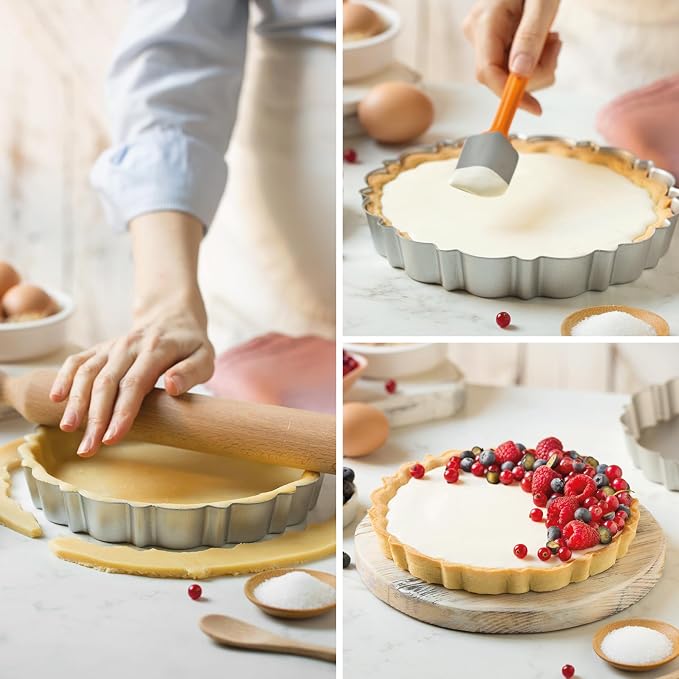 Decora 0075051 Non-Stick Steel Round Design Tart Pan 7.87" Diameter x 1.18" High with Loose Removable Bottom, for Easy Demolding, Professional Design Registered, Patented - Image 3