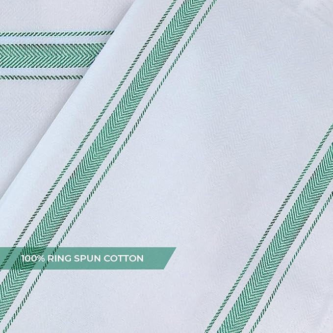 Dish Towels 30 Pack Green Stripe 100% Cotton Kitchen Towel 15x25 Inch Tea Towels, Bulk Dish Cloths for Washing Dishes, Kitchen Rags for Drying Dishes - Image 5