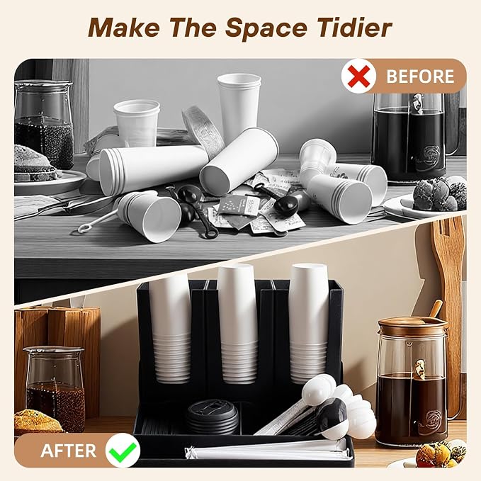 Cup and Lid Holder,Coffee Station Organizer,for Countertop Sugar Packets, Tea Bags, Cup and Lid - Image 4