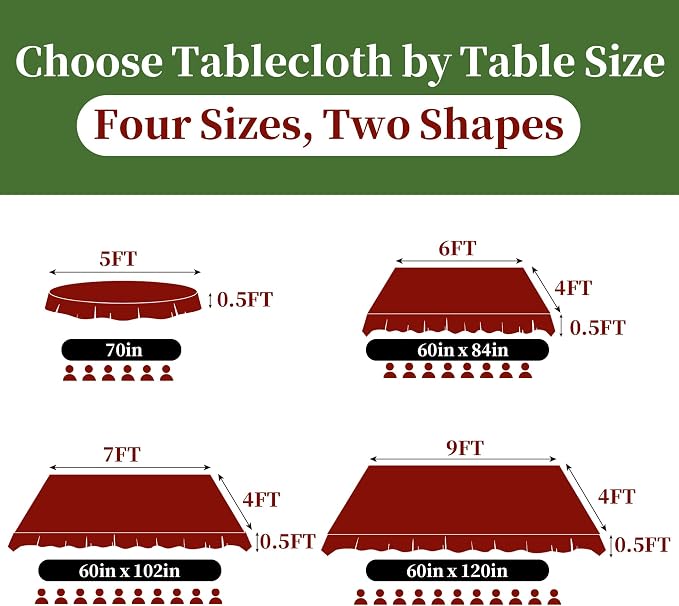 Table Cloths Rectangle 60 x 102 Washable, Reusable Tablecloths for 8ft Tables (Seats 8-10) - Cotton Polyester, Wrinkle Free, Red Holiday Table Cover for Party & Dining, Bow Ties Jacquard (1PC) - Image 6