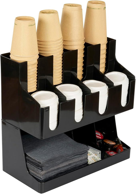 Restaurantware Restpresso Coffee Bar Organizer, 1 Count Durable 11 Compartments, Compact Size, Black Plastic Tabletop Coffee Supplies Organizer For Homes, Office Spaces, Breakrooms, and Lounges by Restaurantware