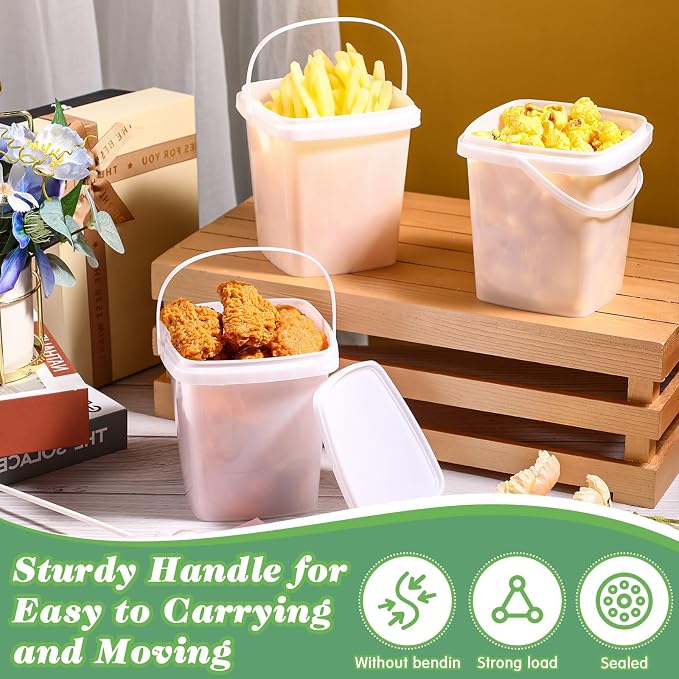 12 Pcs 2 Qt/ 67 Oz/ 2 L Plastic Food Containers, 0.5 Gallon Ice Cream Buckets with Lids and Handle Reusable Square Deli Containers Freezer and Microwave Safe for Kitchen Food Drinks Storage - Image 4
