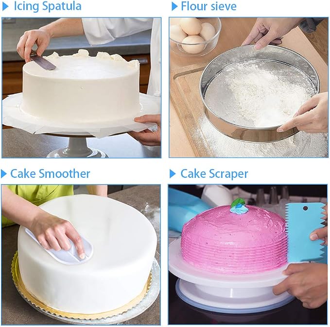 Cake Decorating Supplies, 493 PCS Cake Decorating Kit Cake Pans | 3 Packs Springform Cake Pans, Cake Rotating Turntable,48 Piping Icing Tips,7 Russian Nozzles, Baking Supplies, Multicolor - Image 5