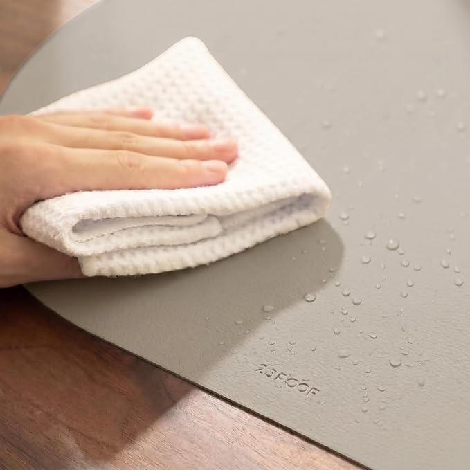 Chiffon Beige Oval Silicone Placemats Set of 4 – Heat Resistant, Waterproof, Easy to Clean Non-Slip Modern Dining Table Mats – Premium Leather Textured Japandi Kitchen Decor - Image 5