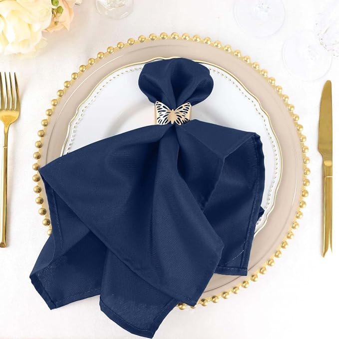 Efavormart Premium Cloth Napkins Set of 50, 20x20 Inch Navy Blue Seamless Dinner Napkins, Washable Linen Table Napkin Cloth with Hemmed Edges for Weddings, Party and Banquet by efavormart