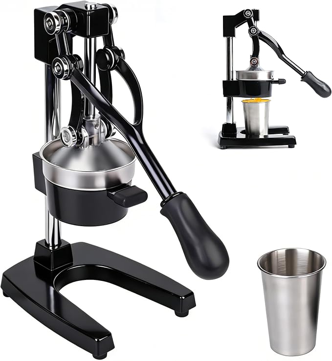 Heavy Duty Cast Iron Manual Juicer, Labor-Saving Lever Citrus Press for Orange Lemon Pomegranate, High Yield Hand Press Fruit Squeezer, Commercial Countertop Juicer with 500ml Stainless Steel Cup by MOUEEY
