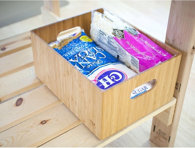 MobileVision Bamboo Storage Box, 14”x11”x 6.5”, Durable Bin w/ Handles, Stackable - For Toys Bedding Clothes Baby Essentials Arts & Crafts Closet & Office Shelf - Image 7